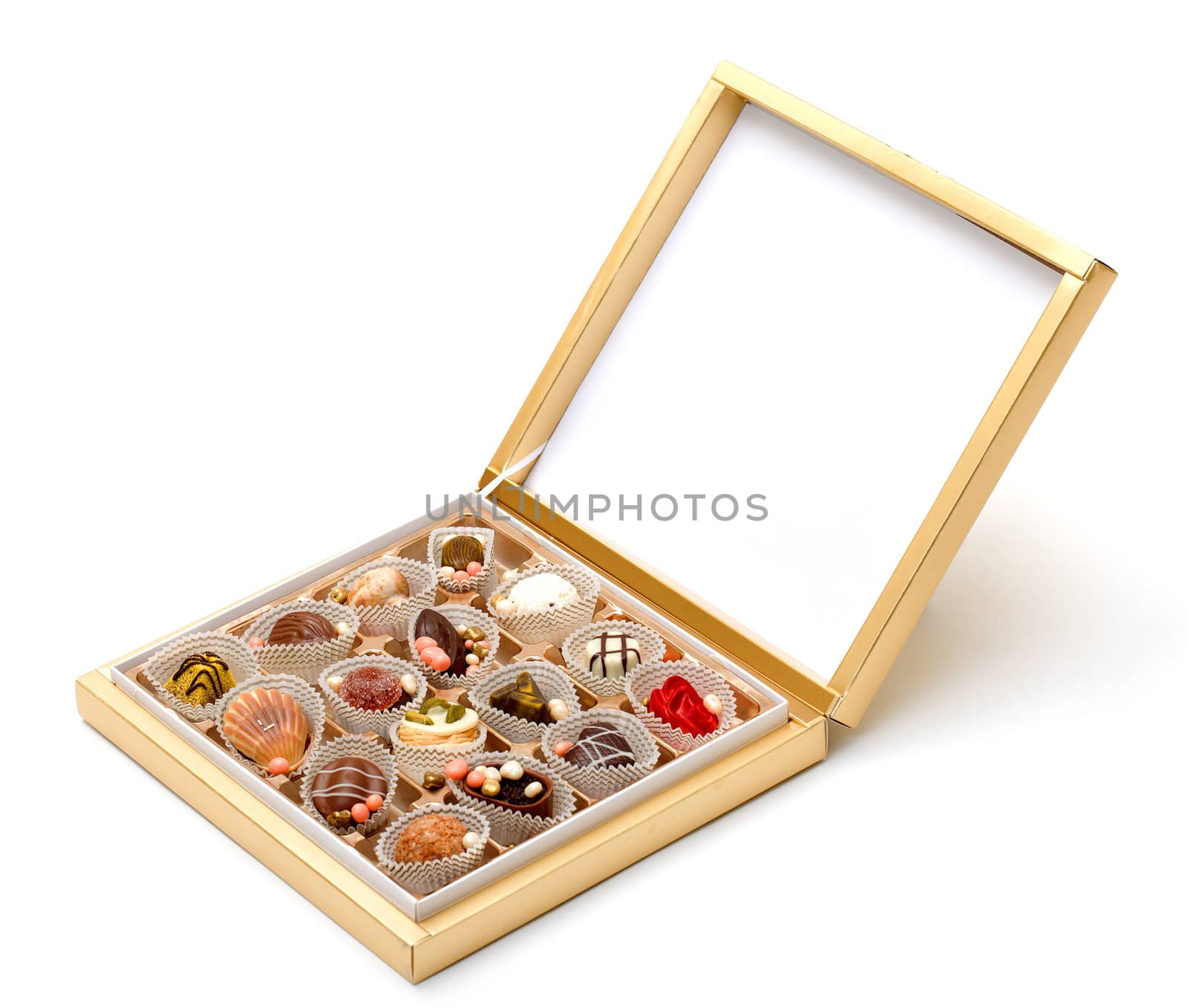 Box with Chocolates Candy isolated on a white background