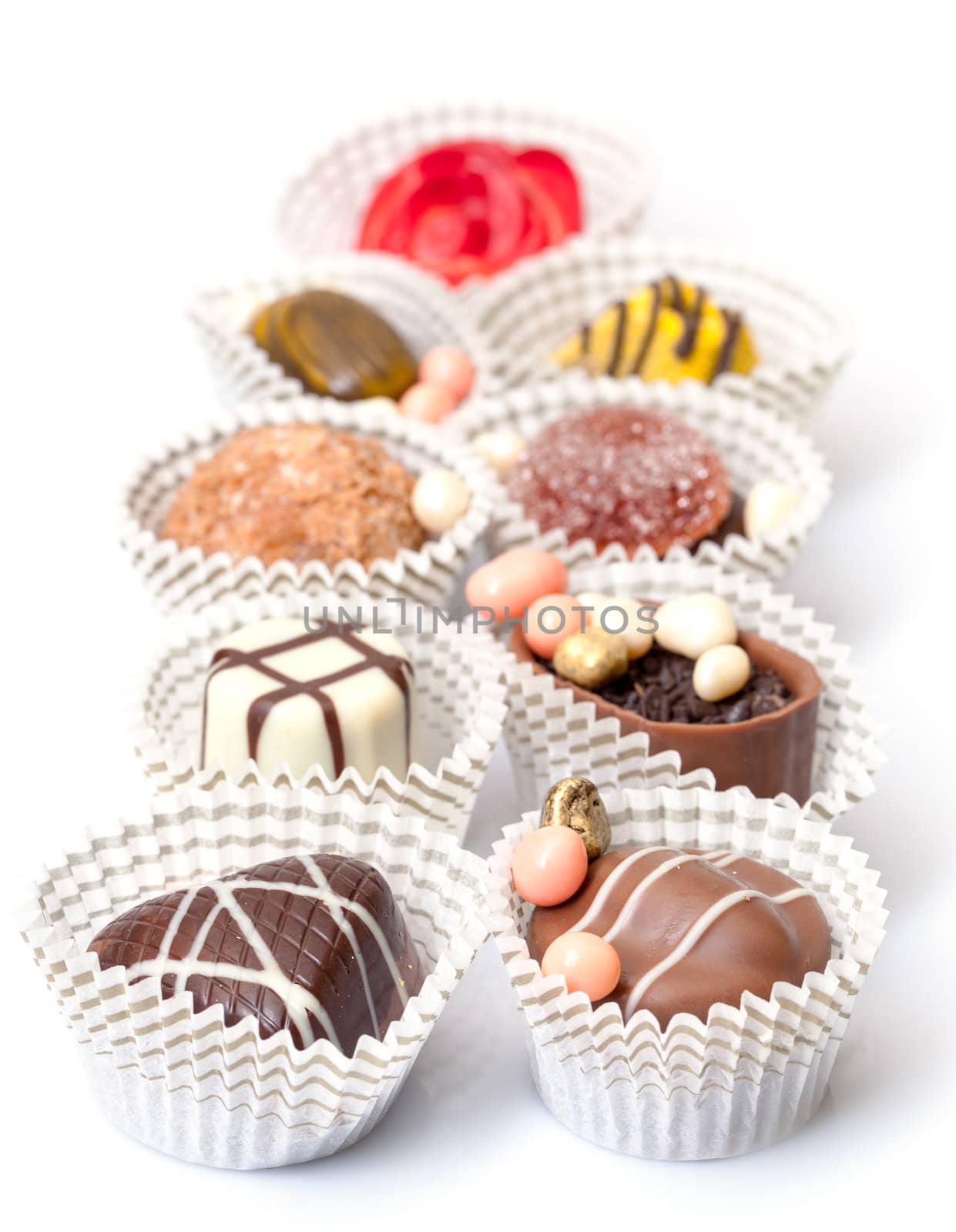 Assorted Chocolates Candy in Paper Basket by Discovod