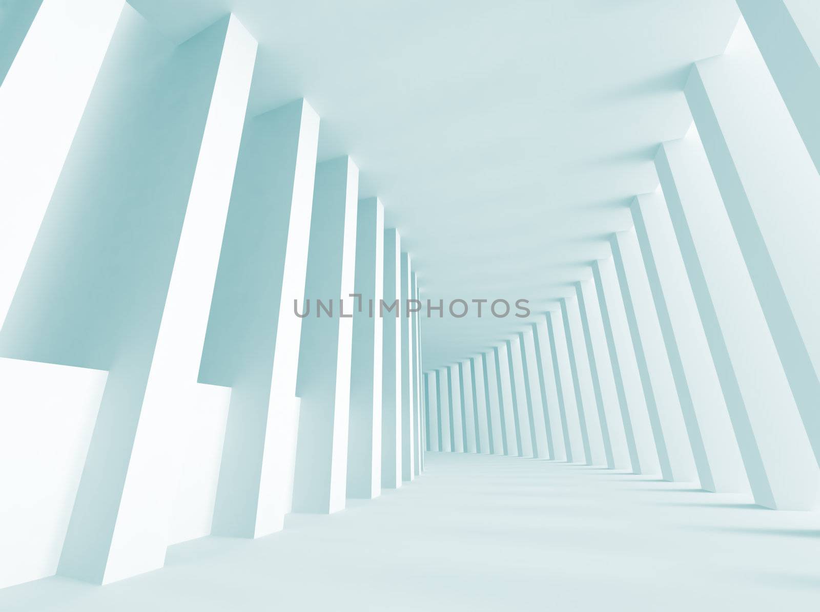 3d Illustration of Abstract Interior with Columns