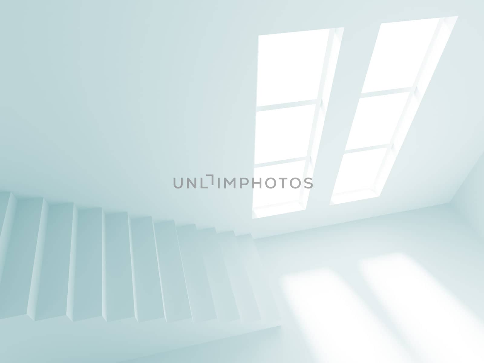 3d Illustration of Blue Empty Room Background