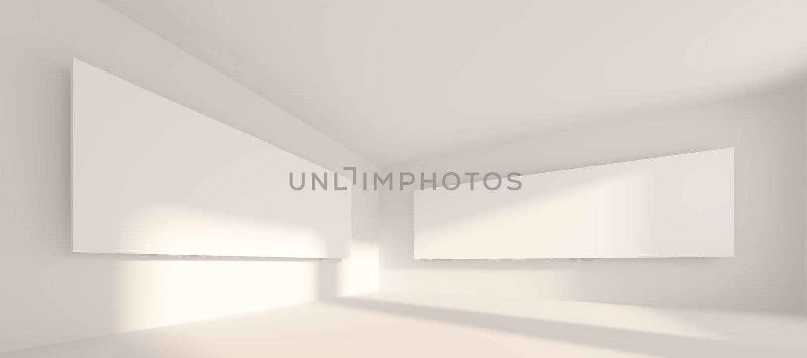 3d Illustration of White Gallery Interior Background