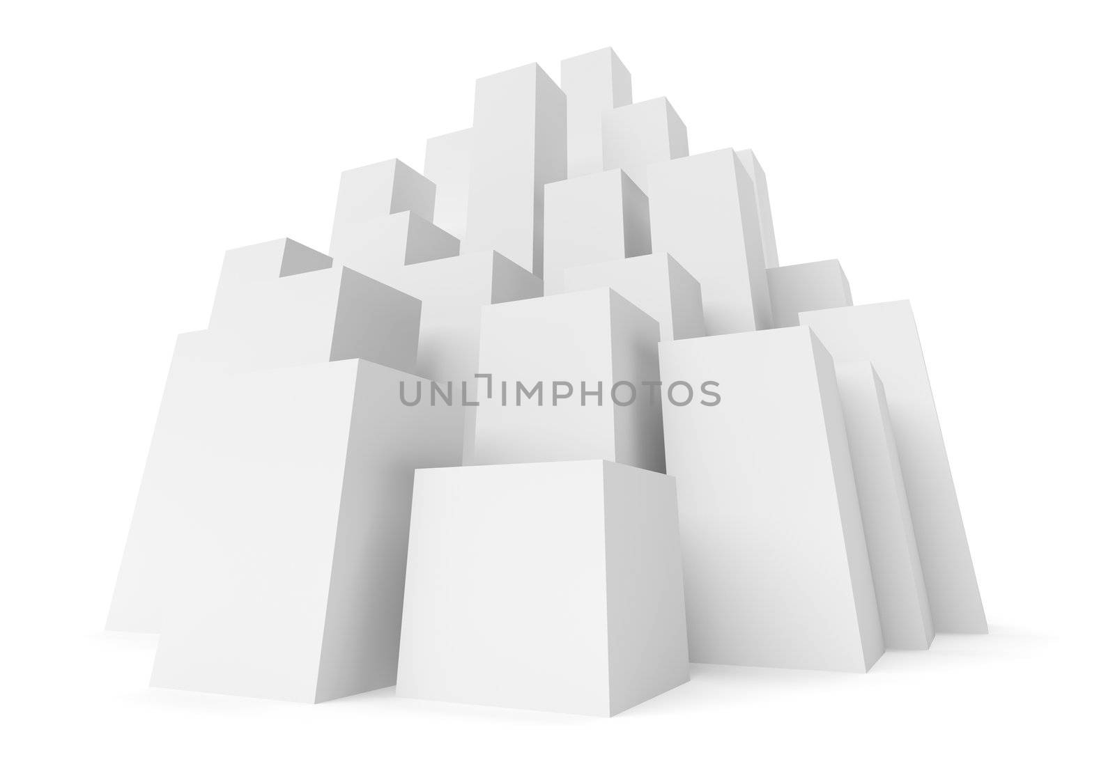 3d Illustration of Buildings Isolated on White Background