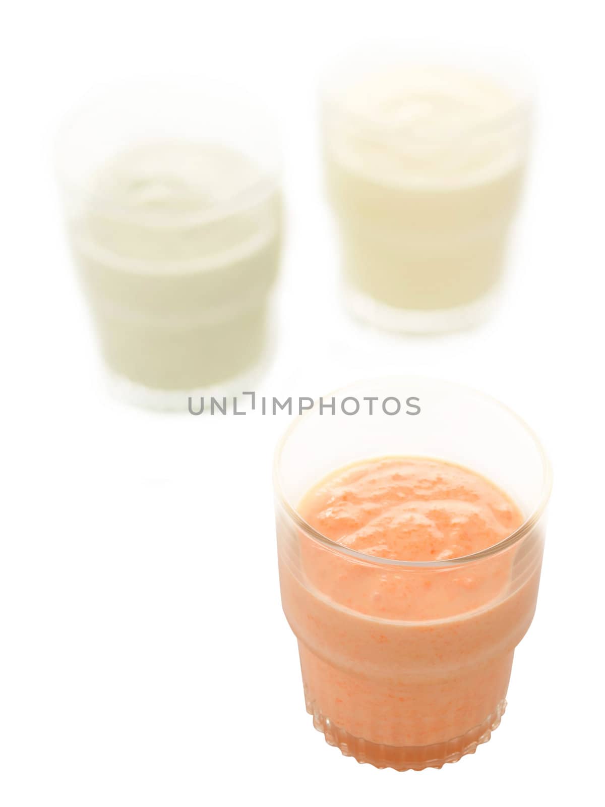 close up of glasses of indian lassi drinks