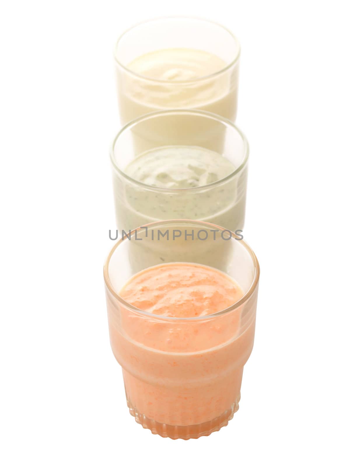 close up of glasses of indian lassi drinks