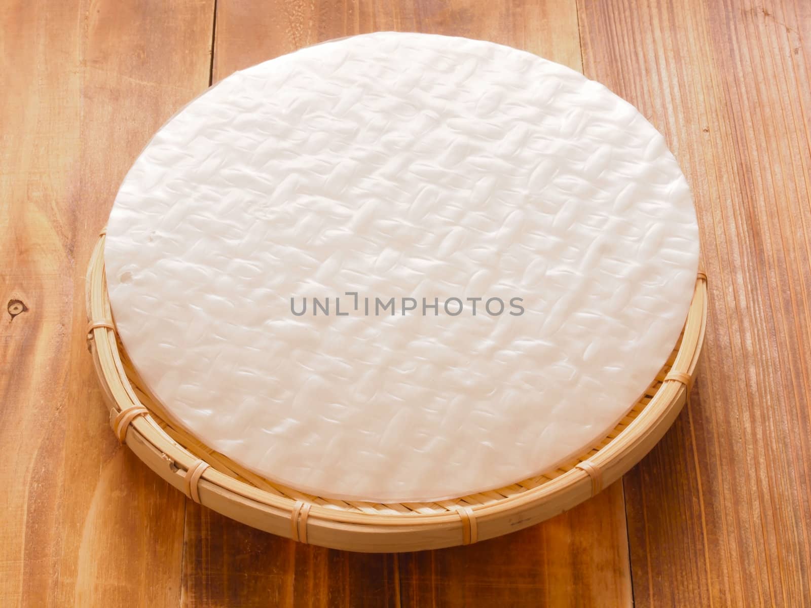 close up of a basket of vietnamese spring roll rice paper