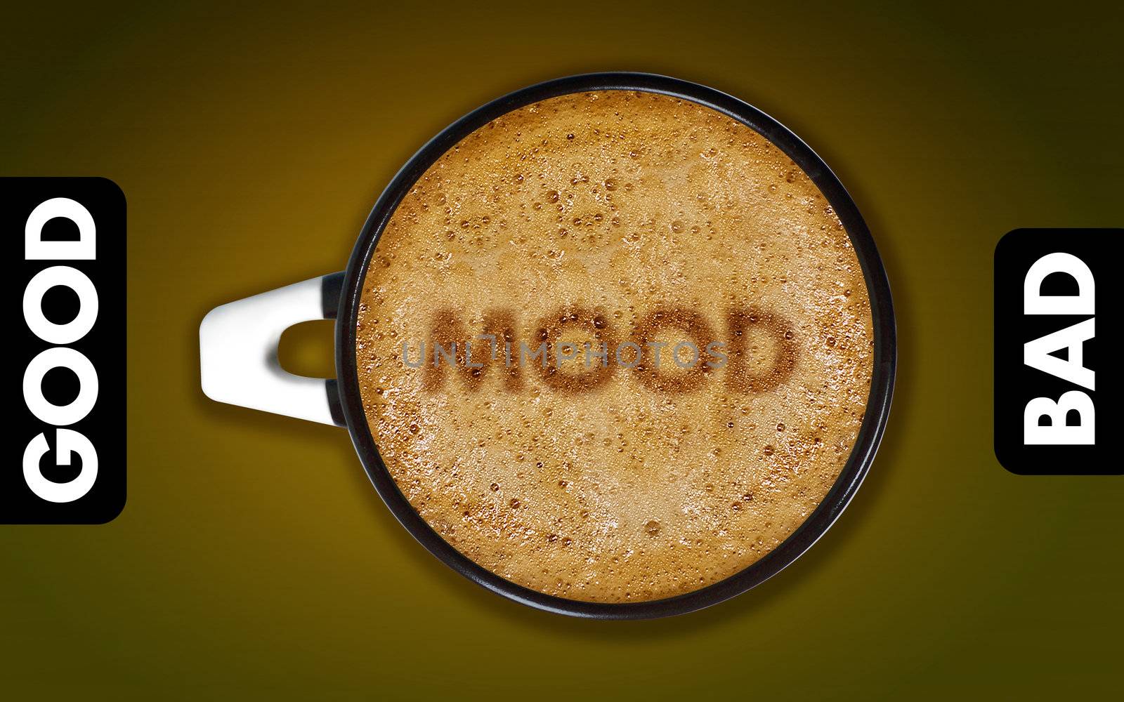 coffee art, A cup of cappuccino with mood status.