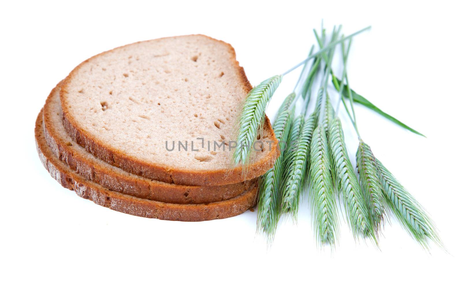 baked bread with ears, on a white background