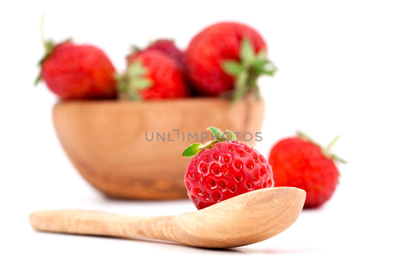 fresh strawberry, isolated on white background.