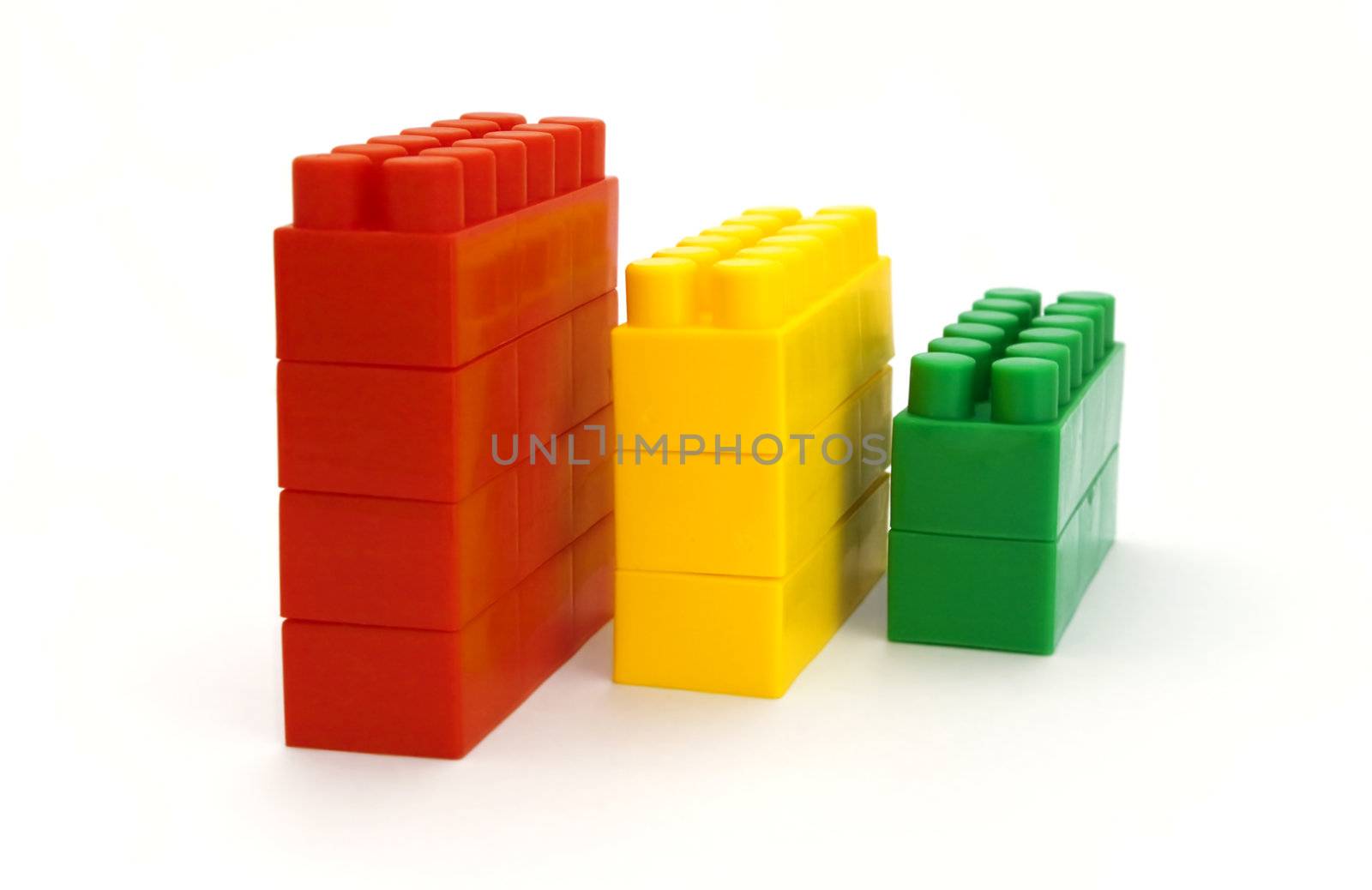 children's cubes for games of different colors on a white background