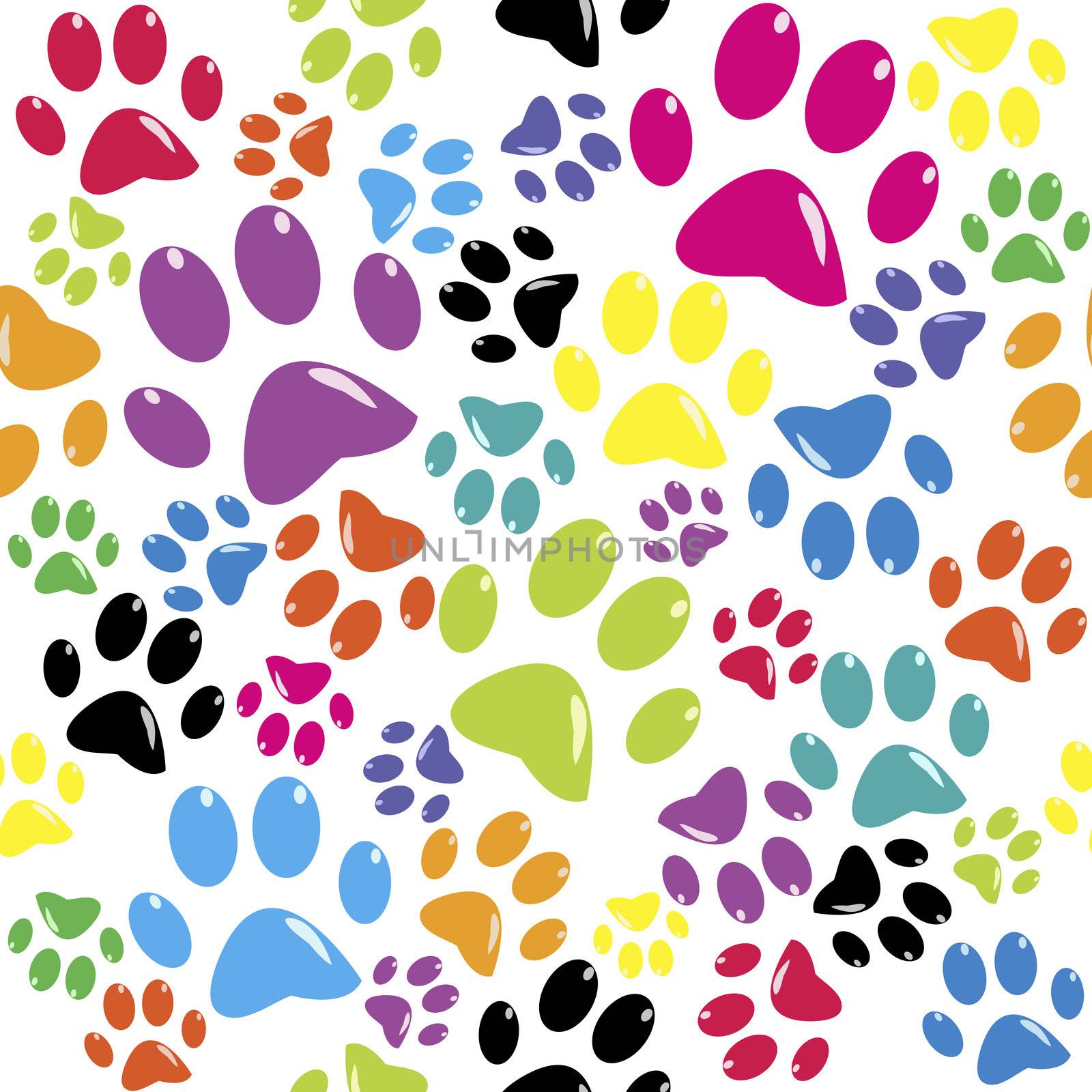 Seamless pattern with colored paws by hibrida13