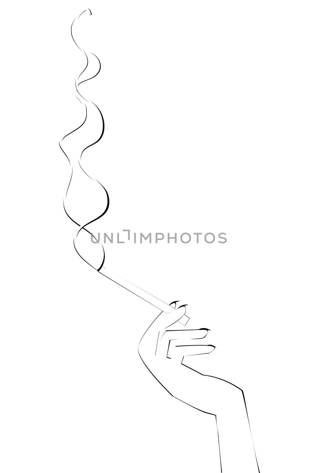 Hand with cigarette and smoke