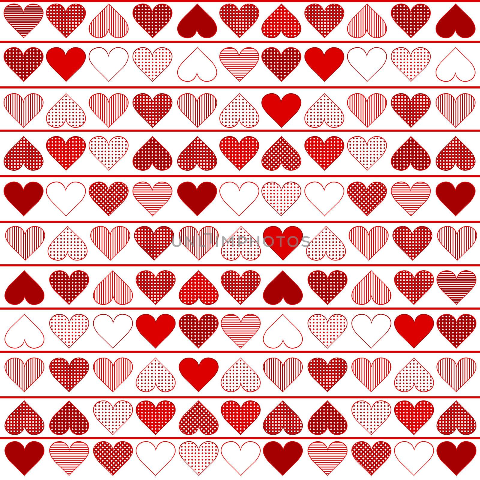 Background pattern with red hearts by hibrida13