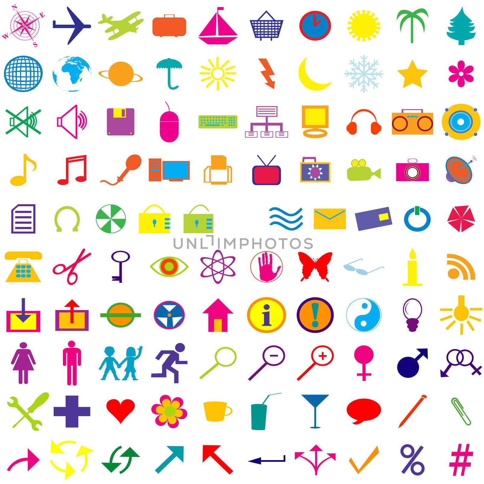 Set of colored web icons