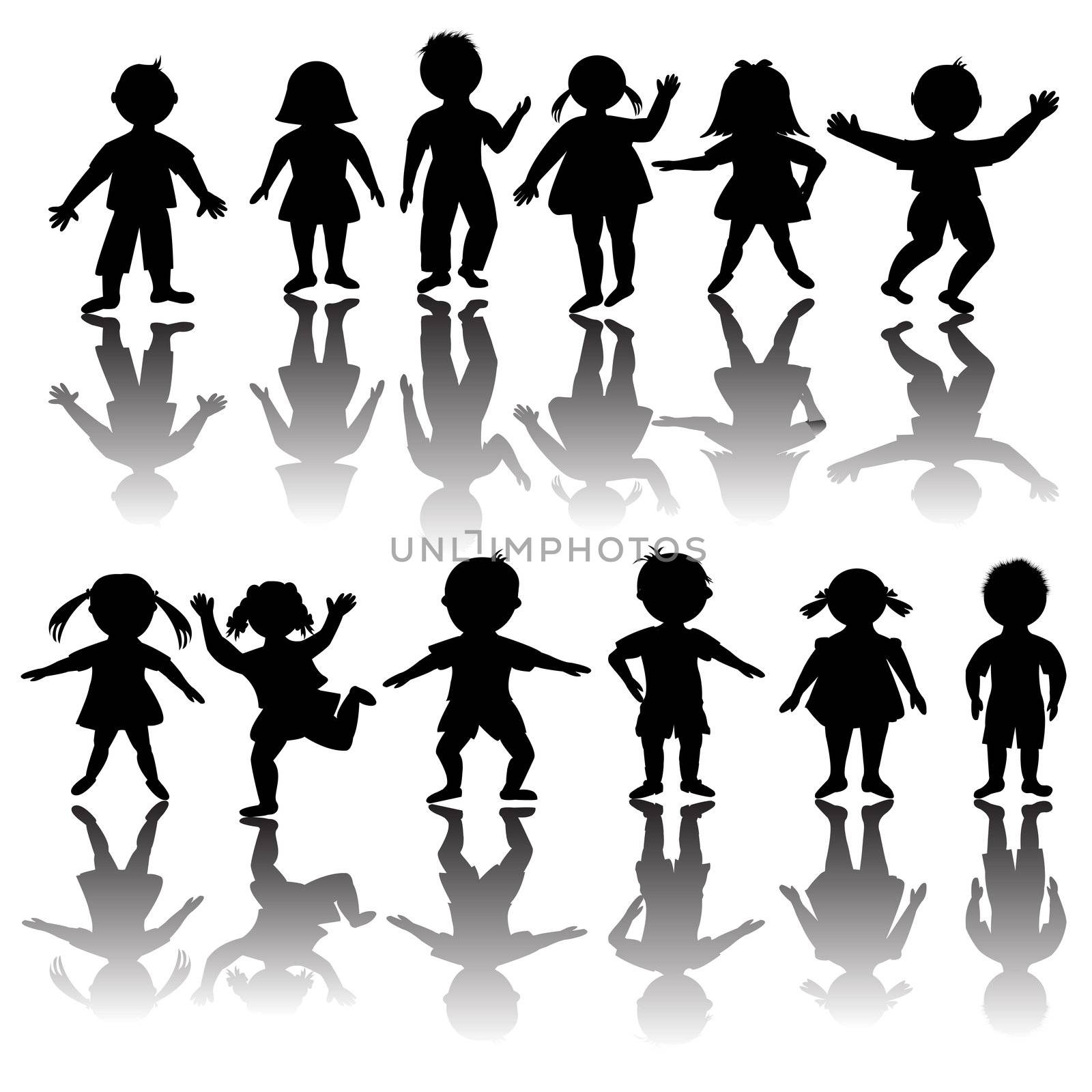 Set of children silhouettes