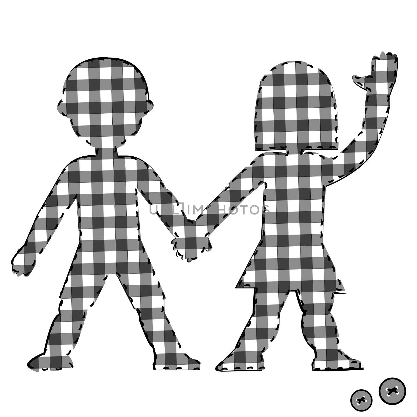 Children textile patchwork couple by hibrida13