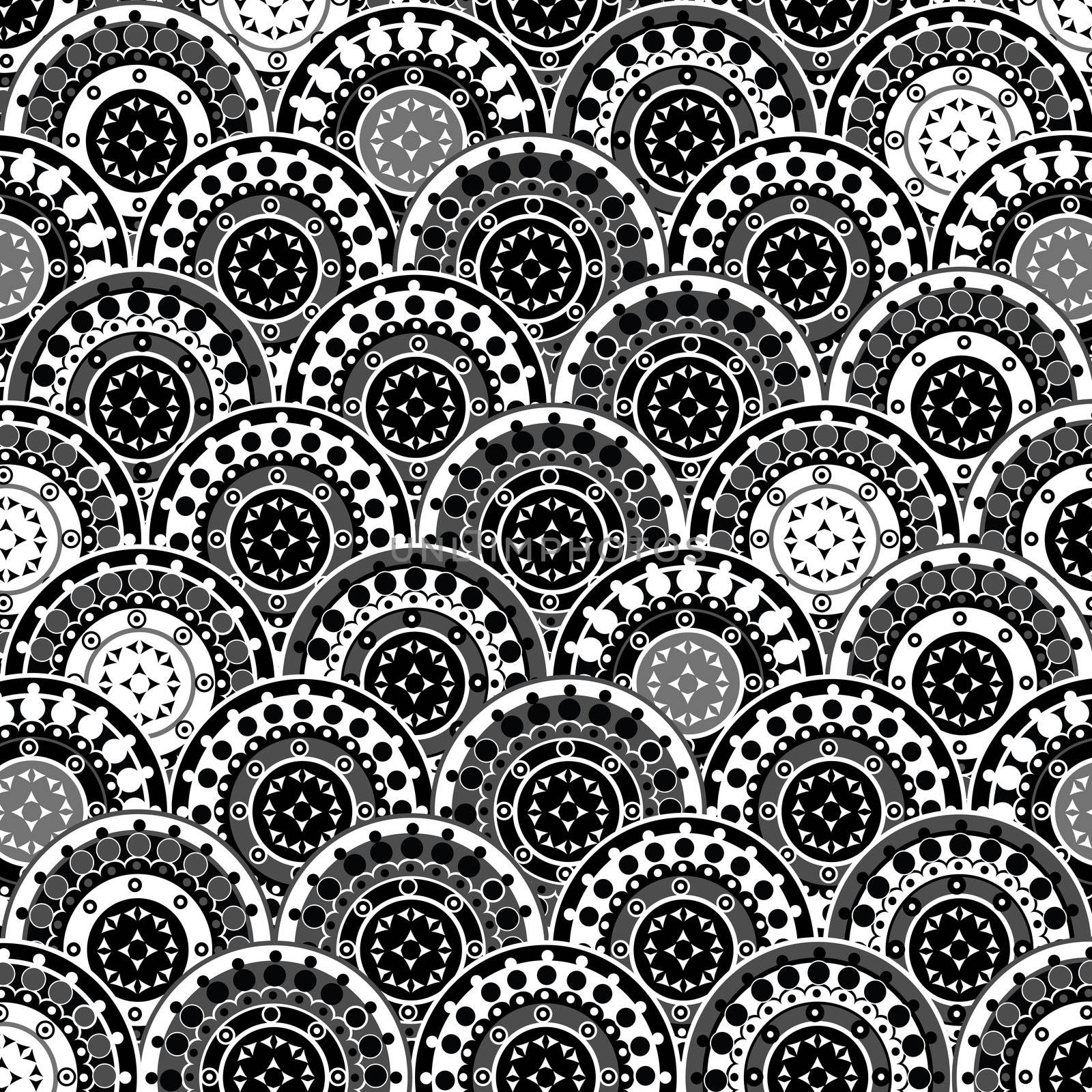 Oriental flowers background in black and white by hibrida13