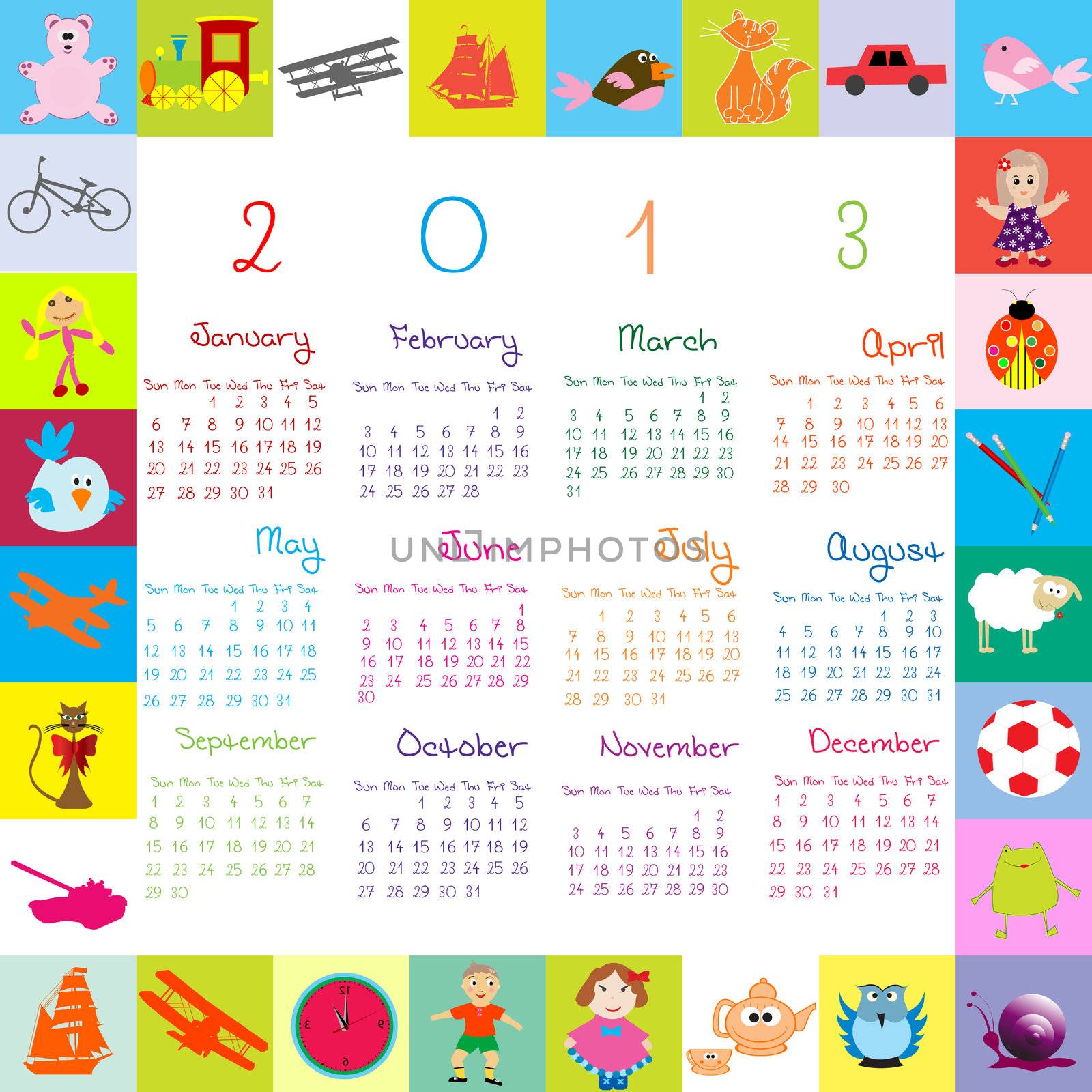2013 calendar for kids by hibrida13