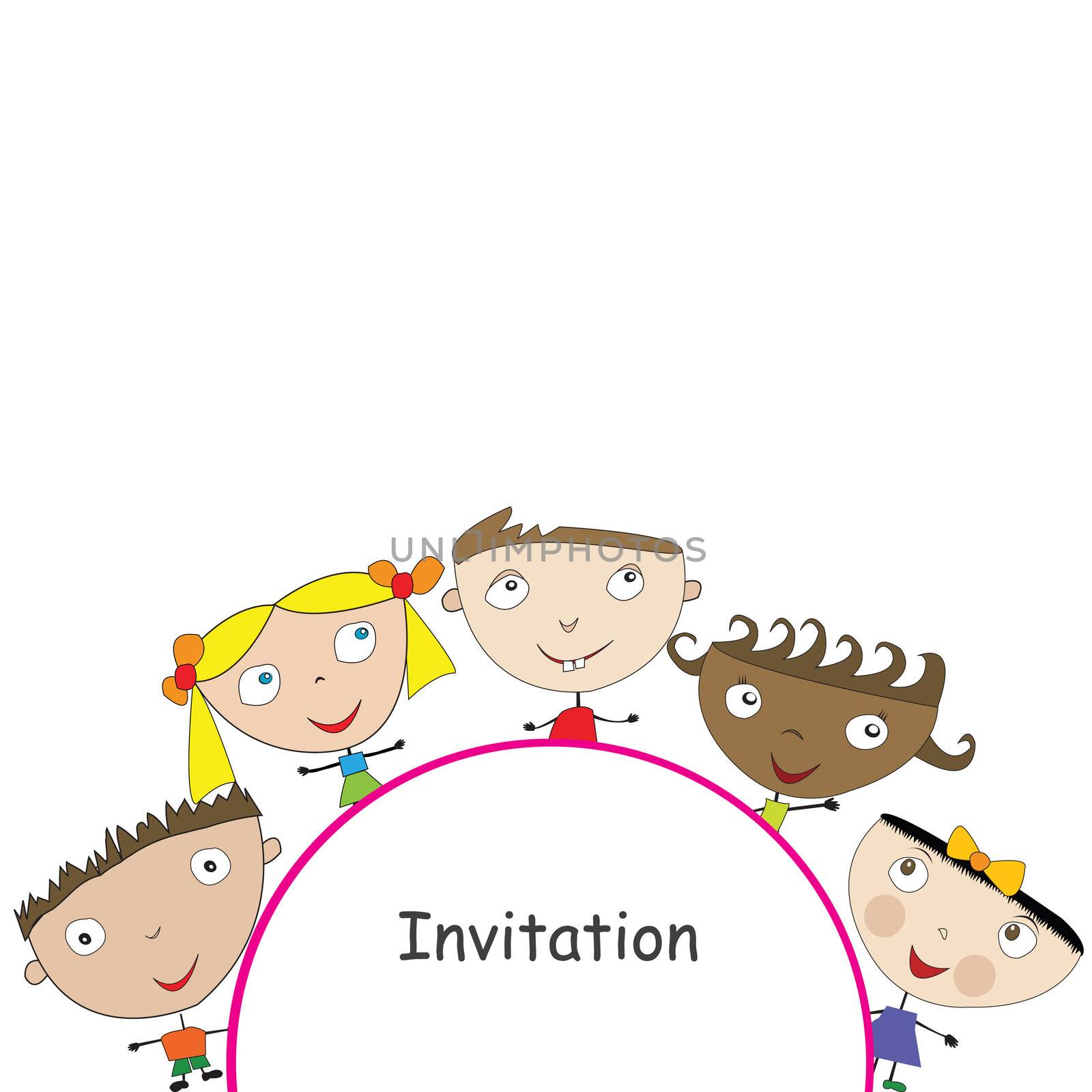 Invitation with cute stylized children by hibrida13