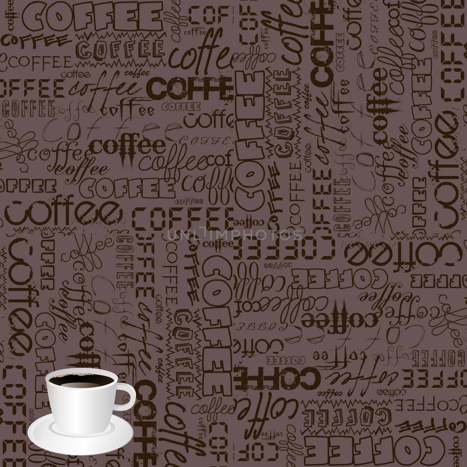 Background with coffee typography by hibrida13