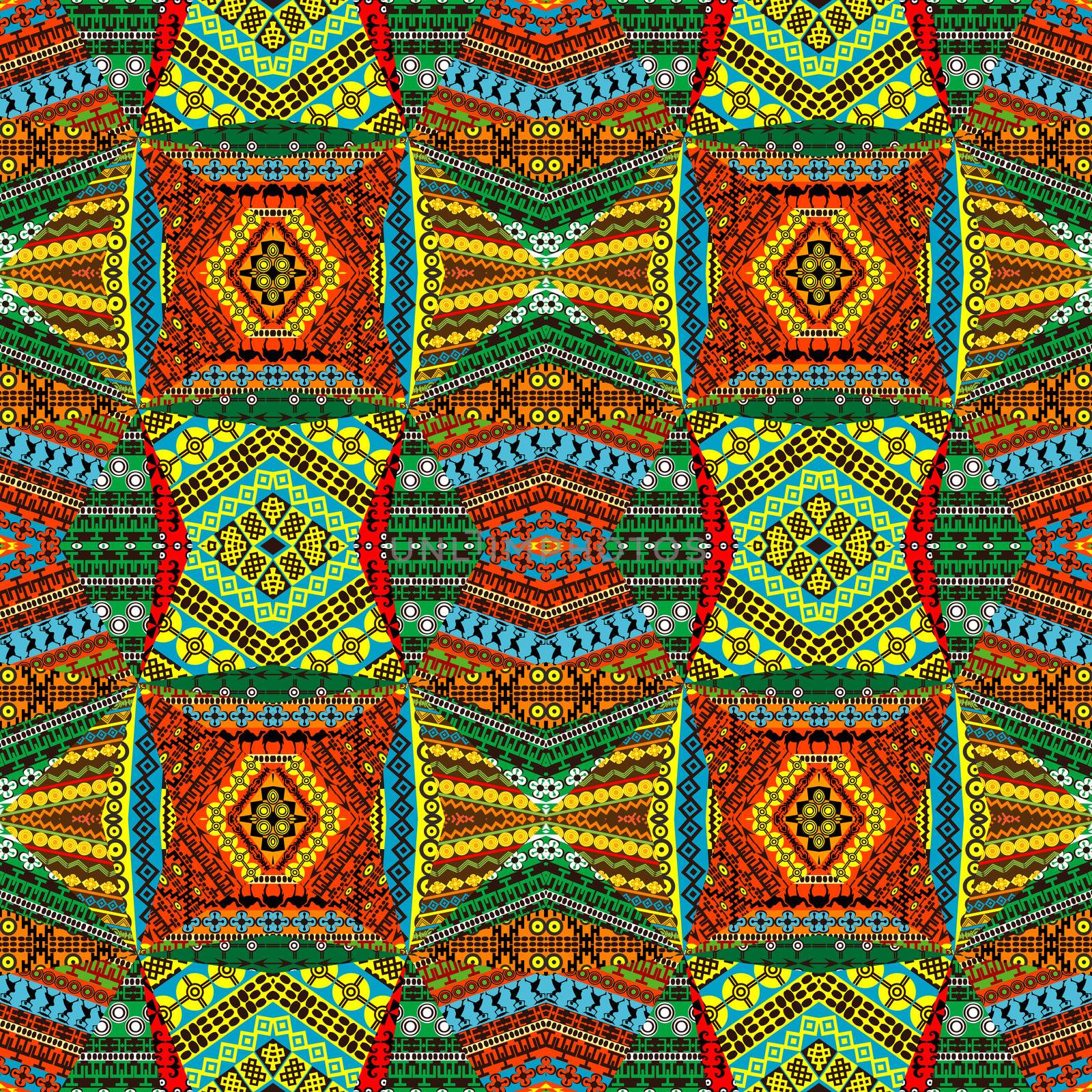 Collage made of African motifs, textile patchworks by hibrida13