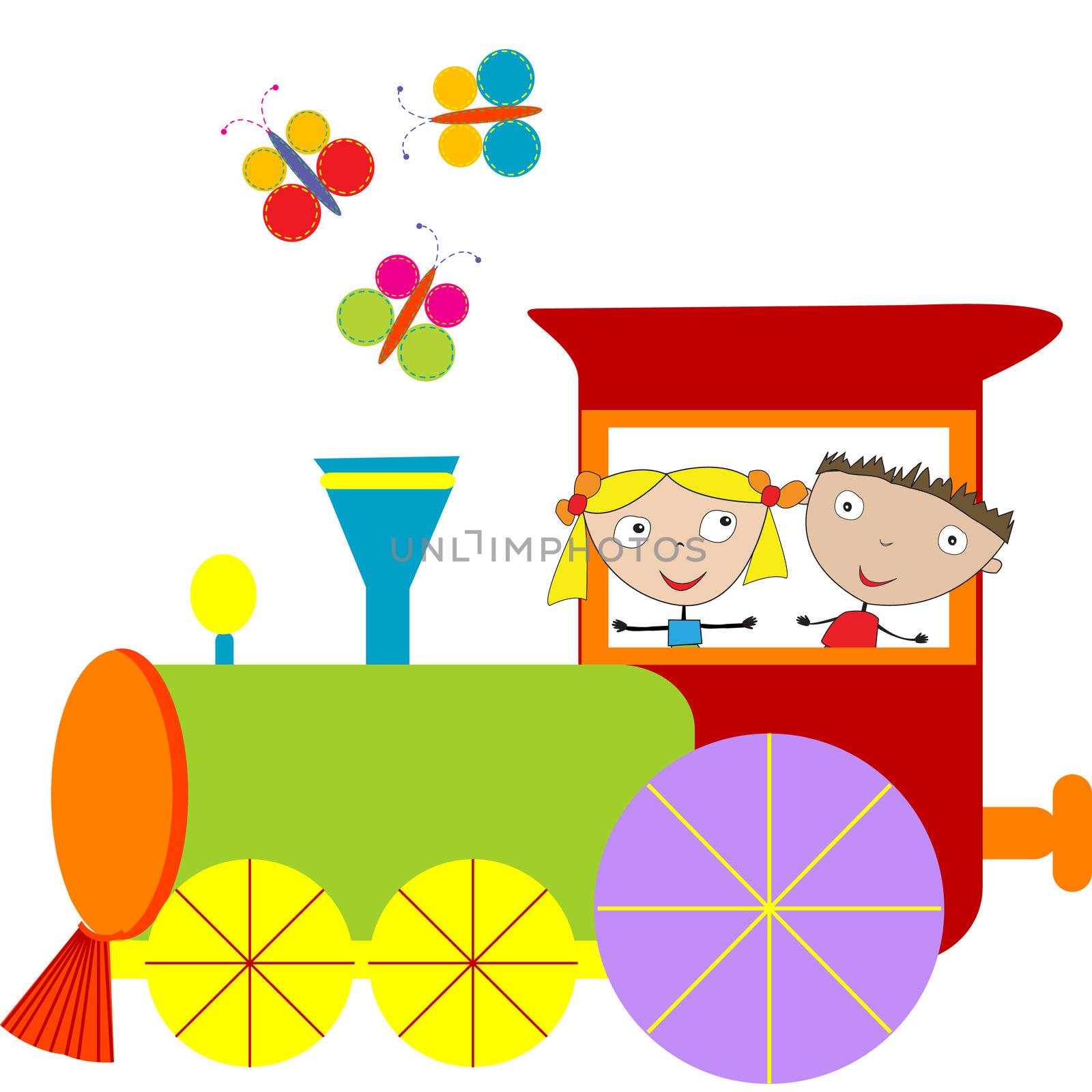 Children background with steam engine by hibrida13