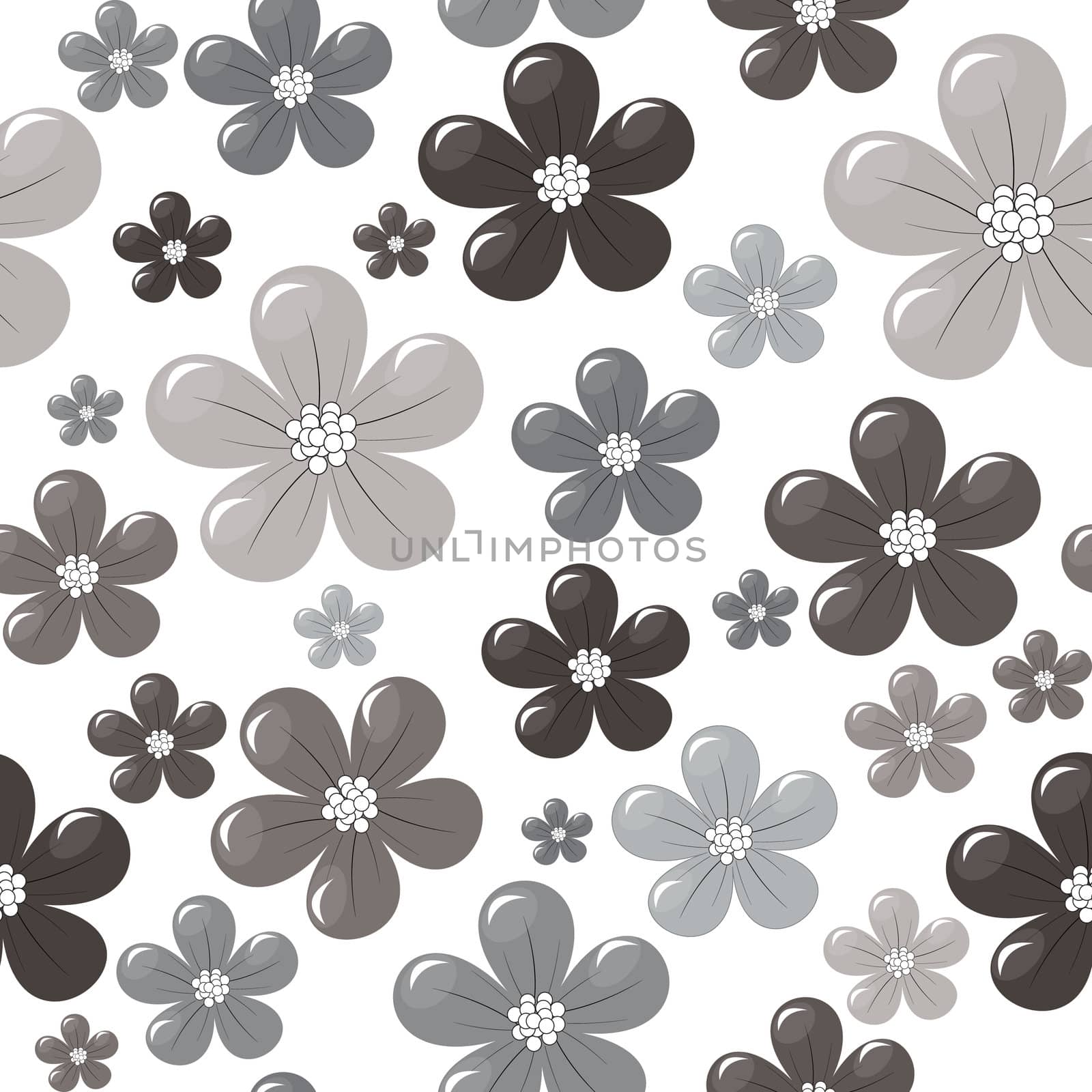 Seamless pattern with grey flowers