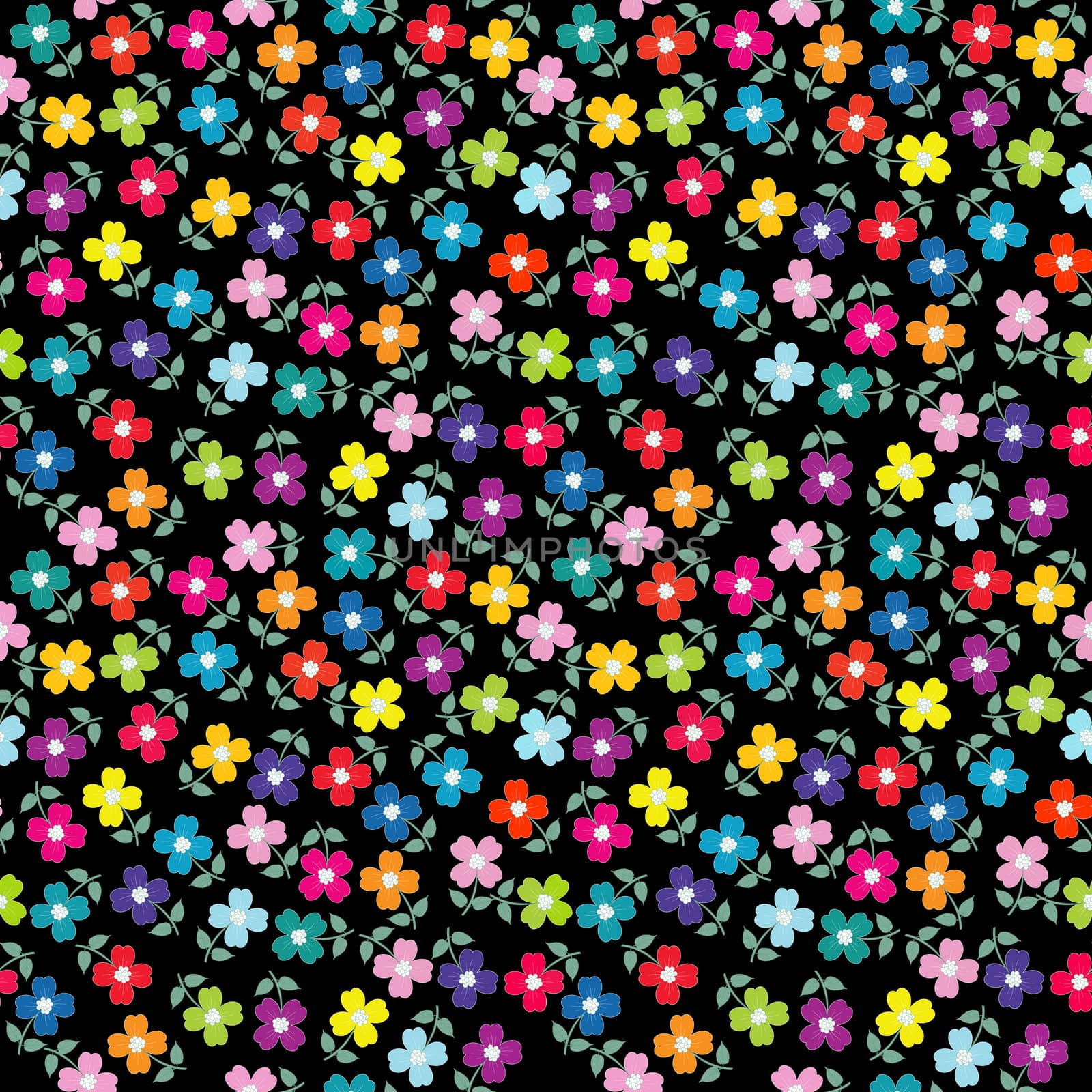 Seamless background with colored flowers