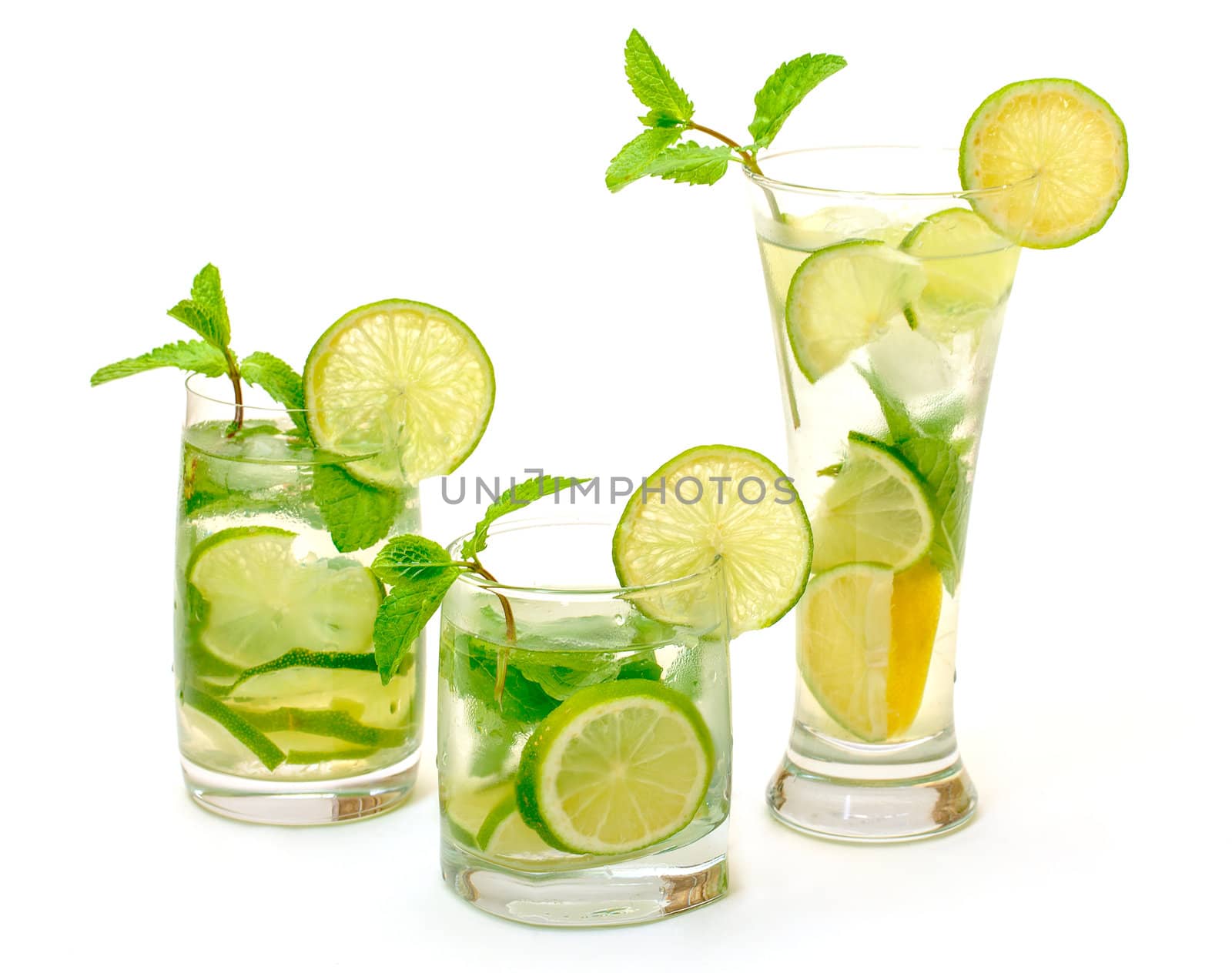 Mojito Cocktail in a Glass Beaker, on white background