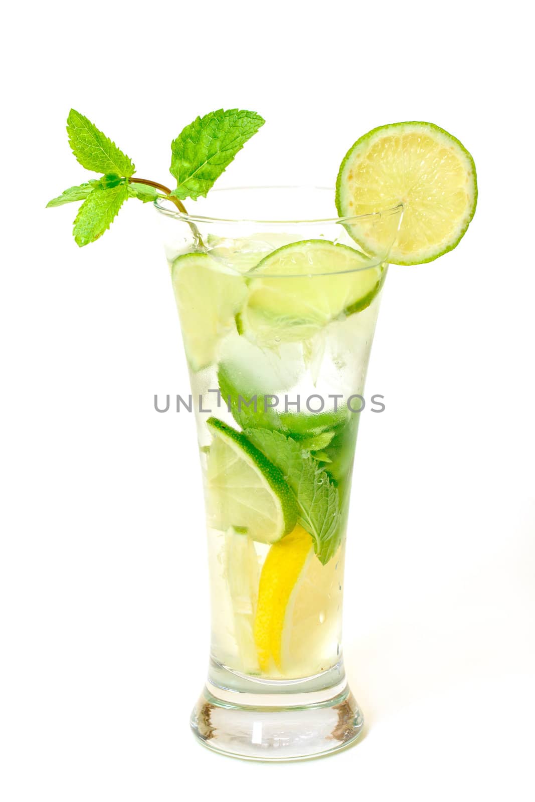 Mojito Cocktail in a Glass Beaker, on white background