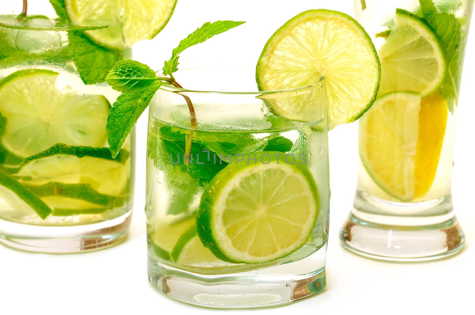 Mojito Cocktail in a Glass Beaker, closeup