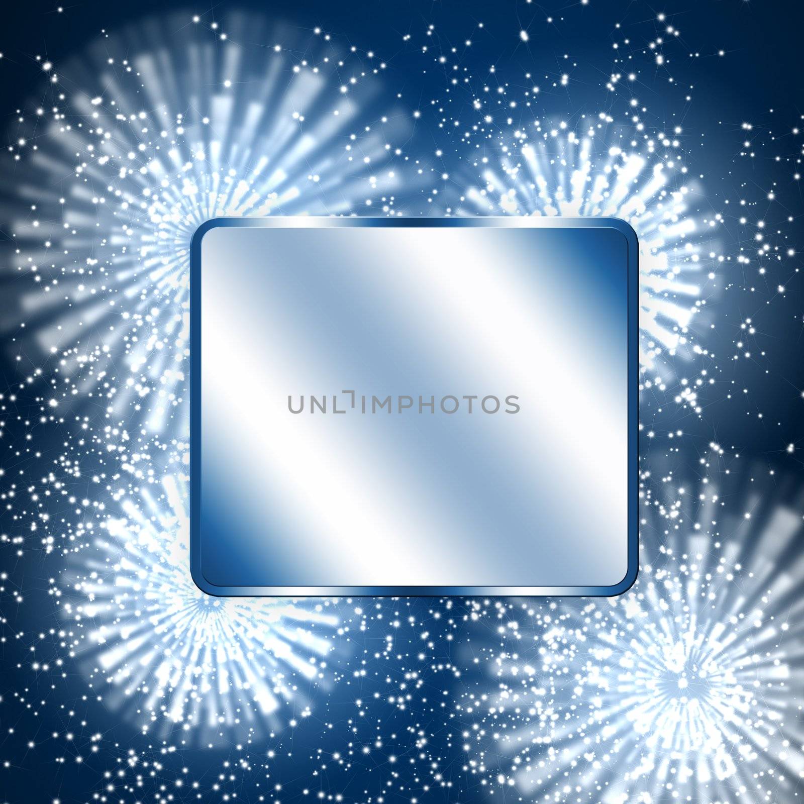 Colour fireworks and the sky and white blank background