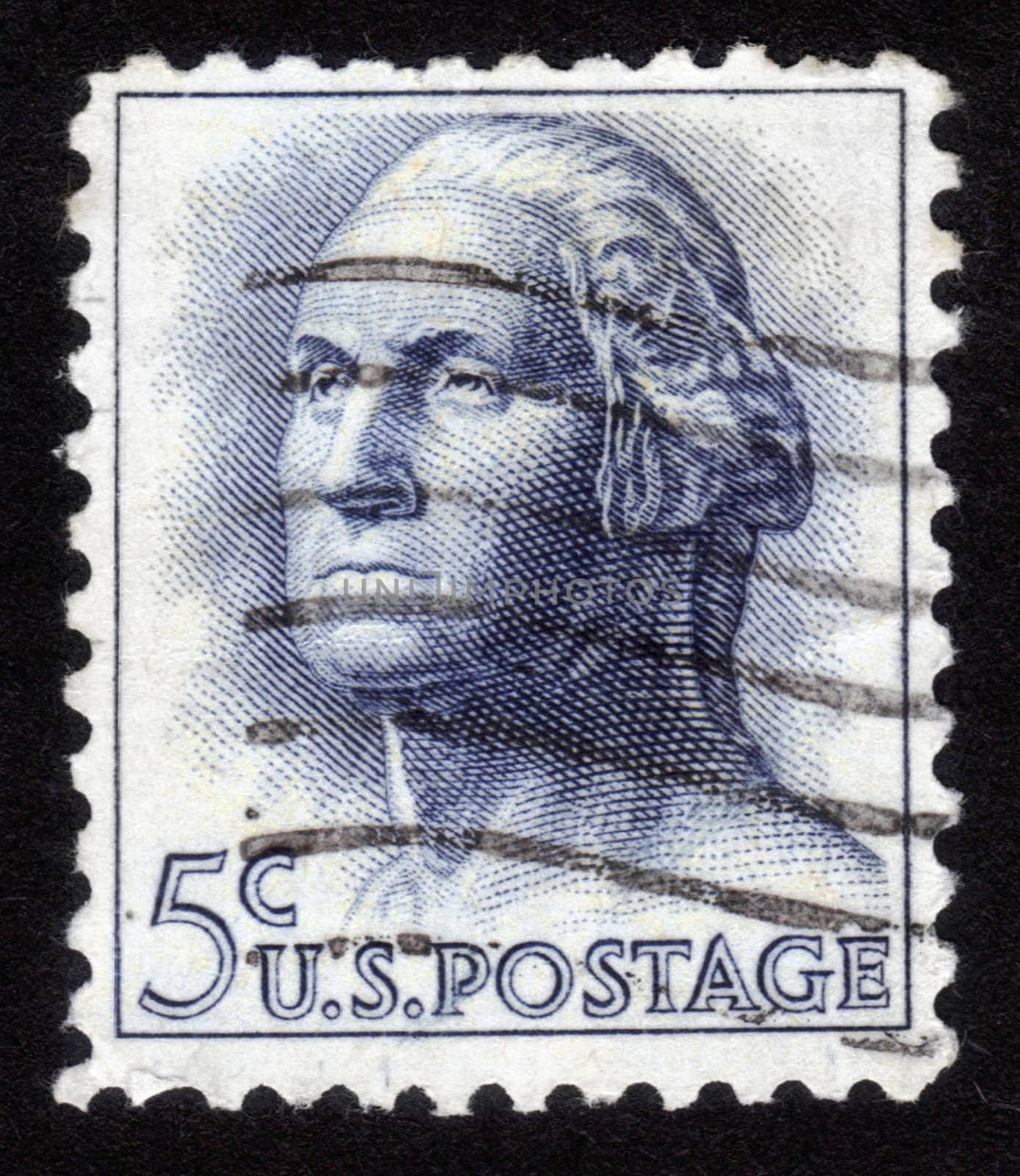 USA - CIRCA 1962: A stamp printed in USA shows image portrait George Washington (1732-1799), the first president of USA, circa 1962