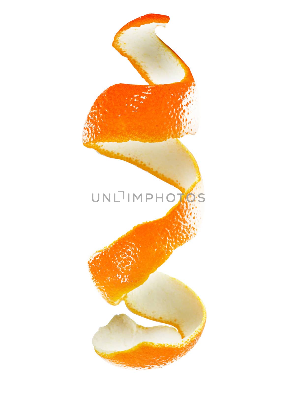 Peel of an orange isolated on white background