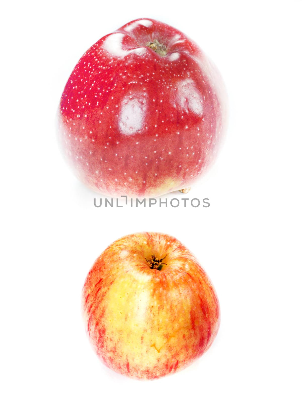 Ripe red apple fruit Isolated on a white background.