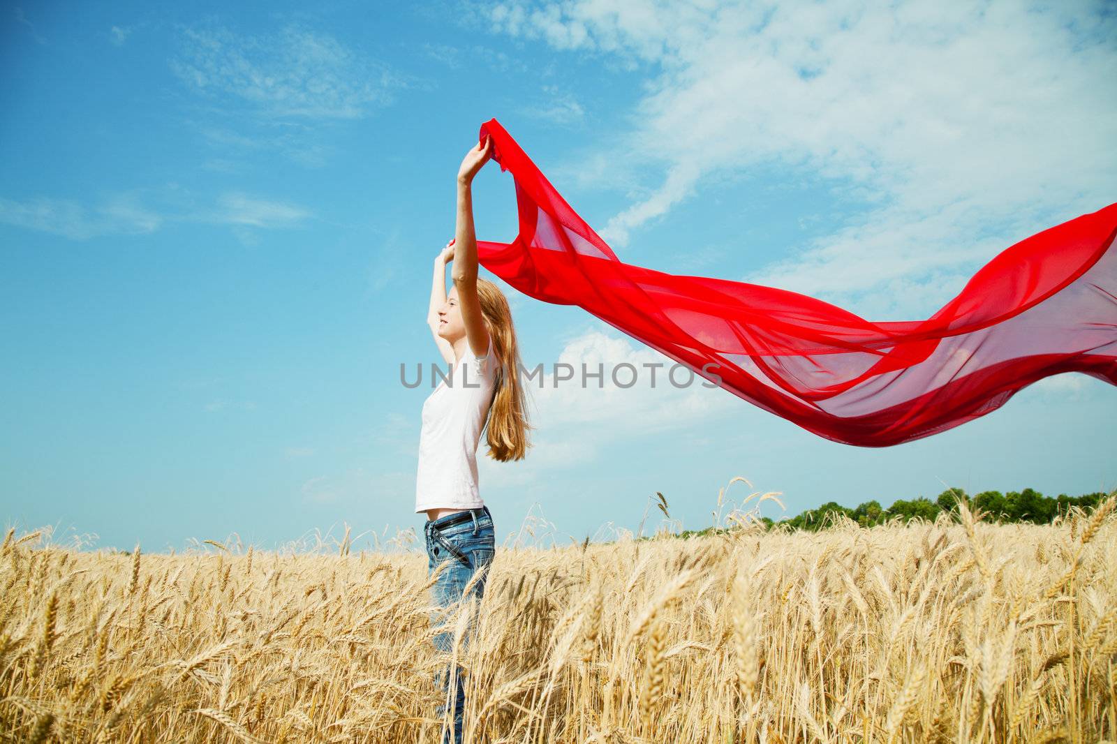 Teen girl at a wheat field by AndreyKr
