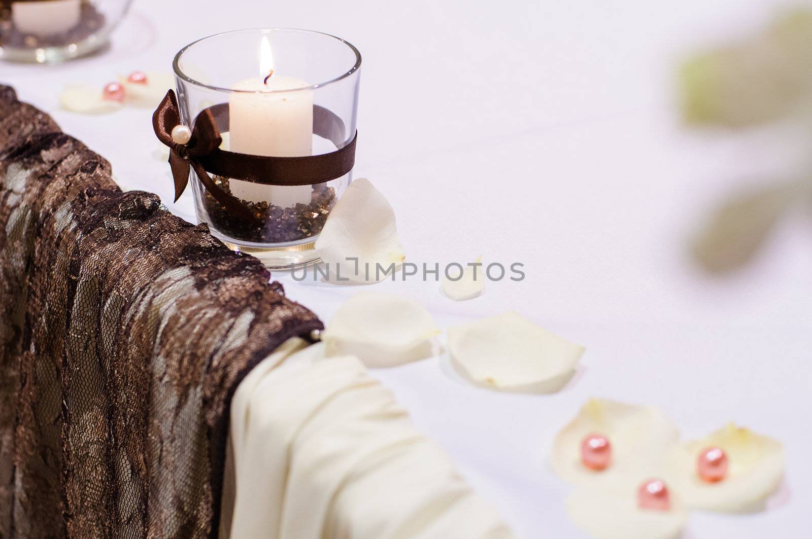 Festive table setting for wedding or other event