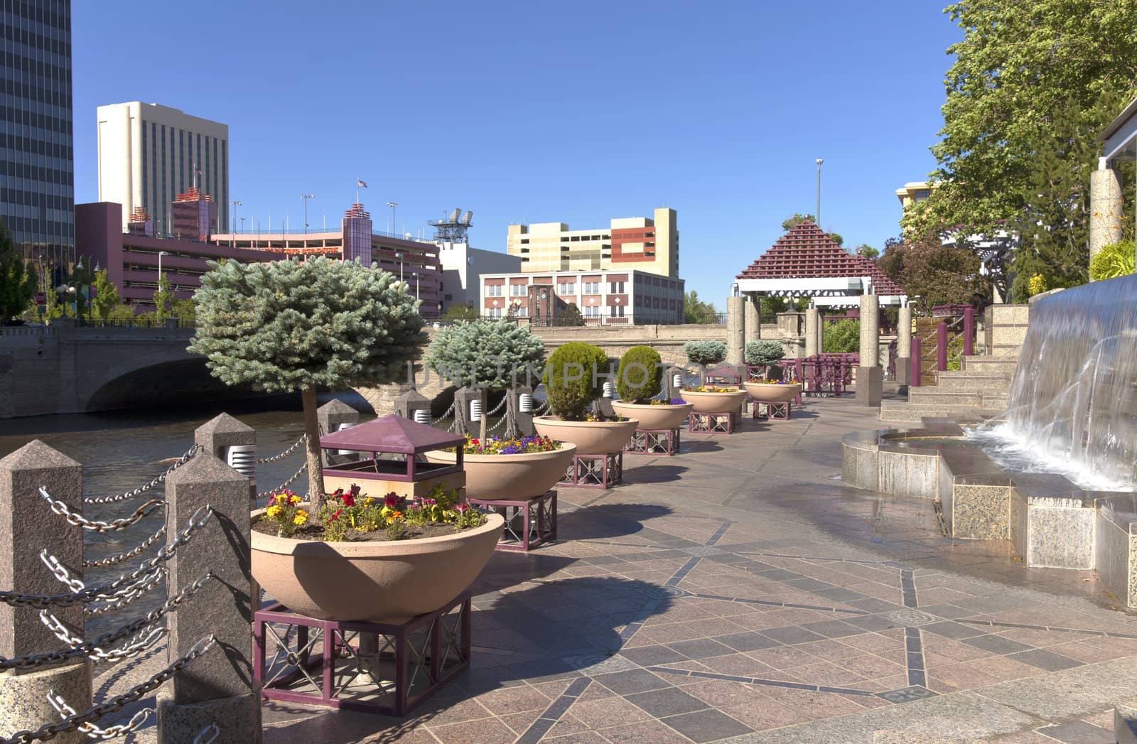 Downtown Reno NV., promenade and park.