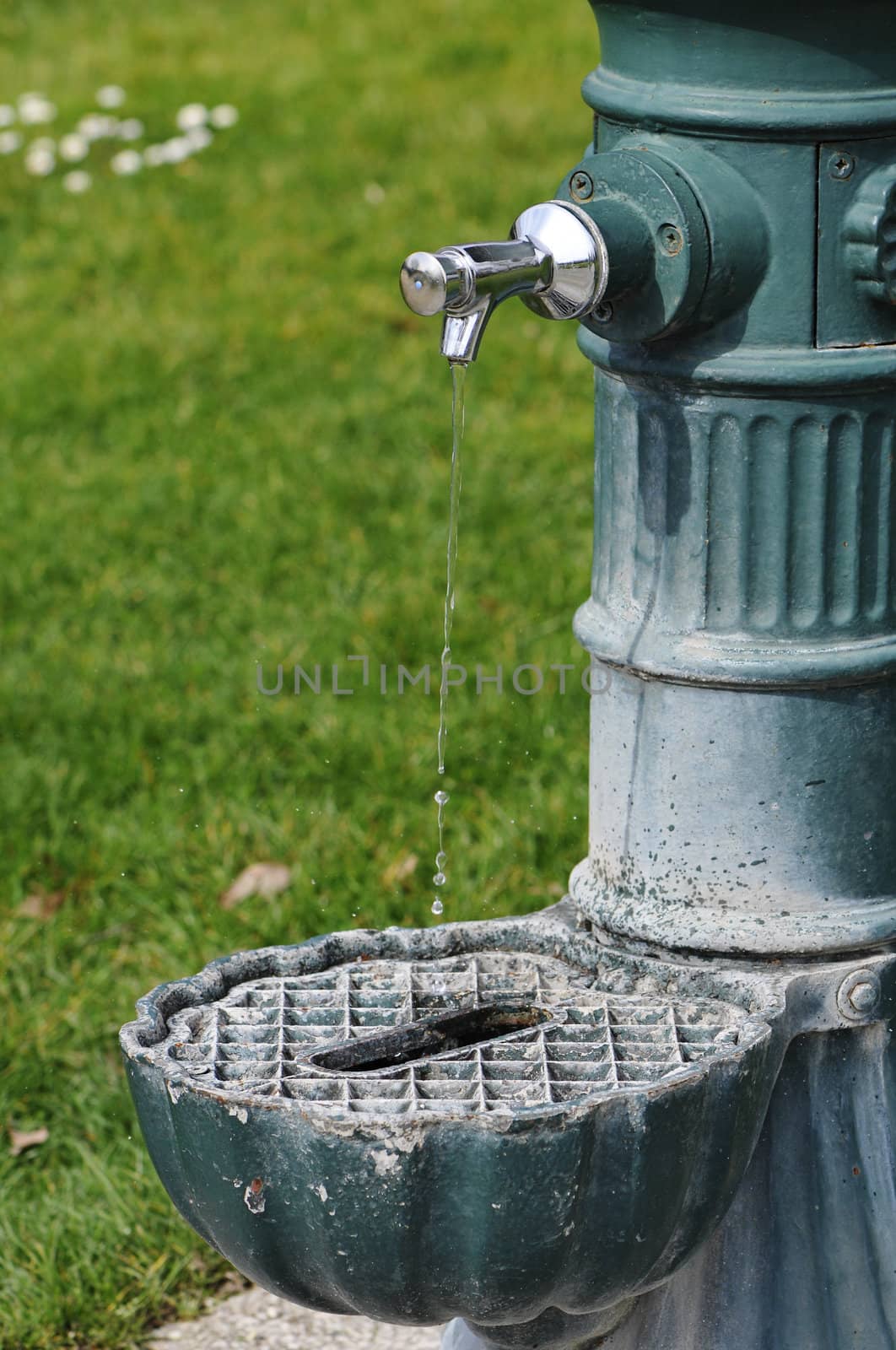 Public Water Fountain with Water pouring