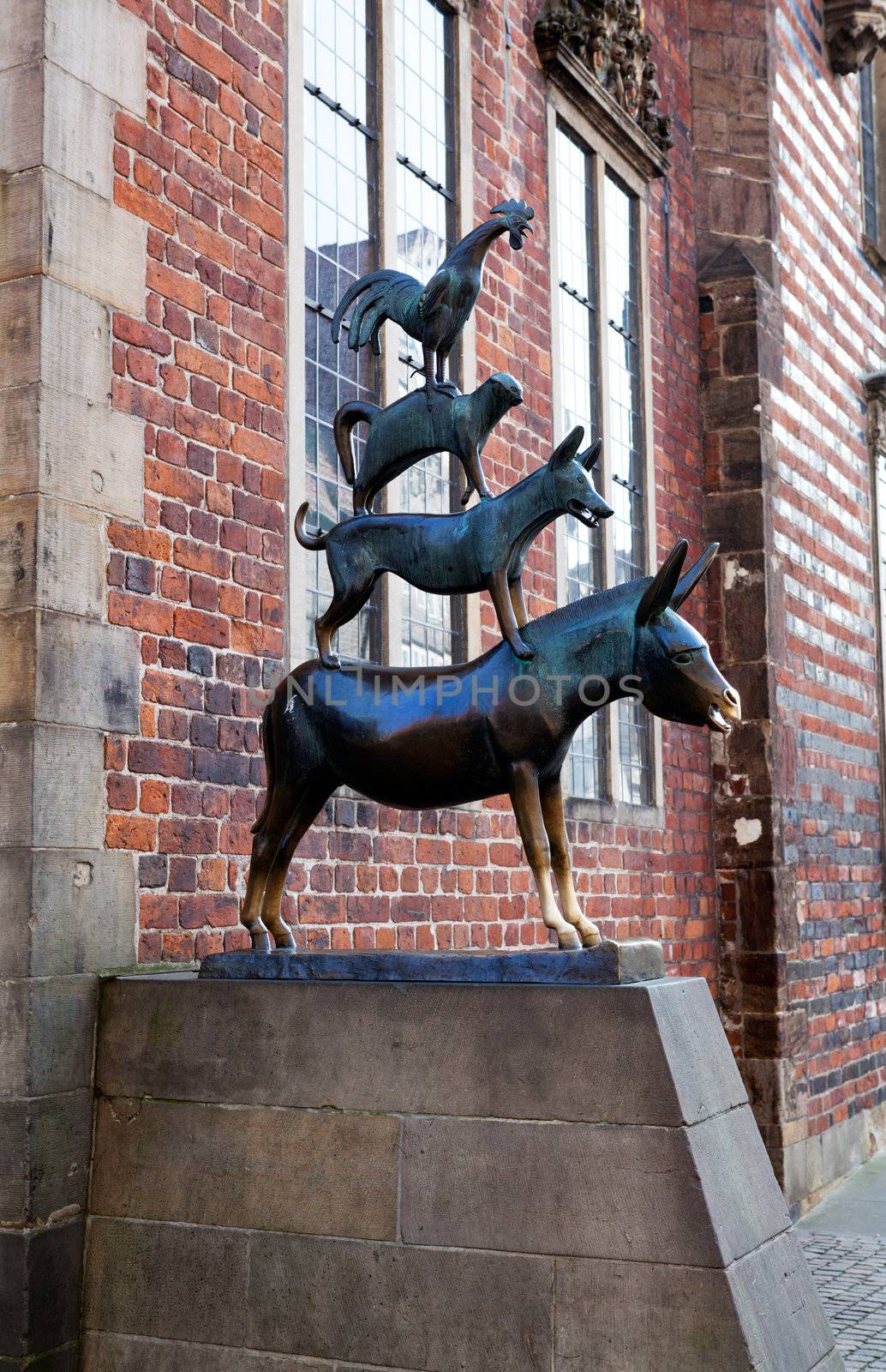famous monument of Bremen musicians outdoors