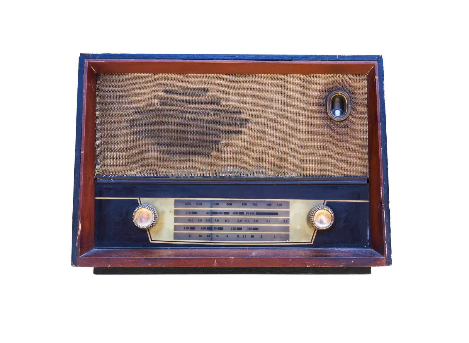 Old radio isolated on white background.