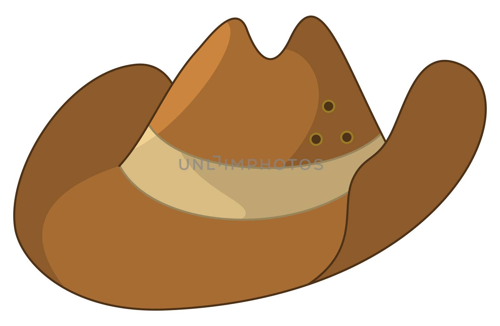 Leather cowboy's hat with the bent fields and the doubled top