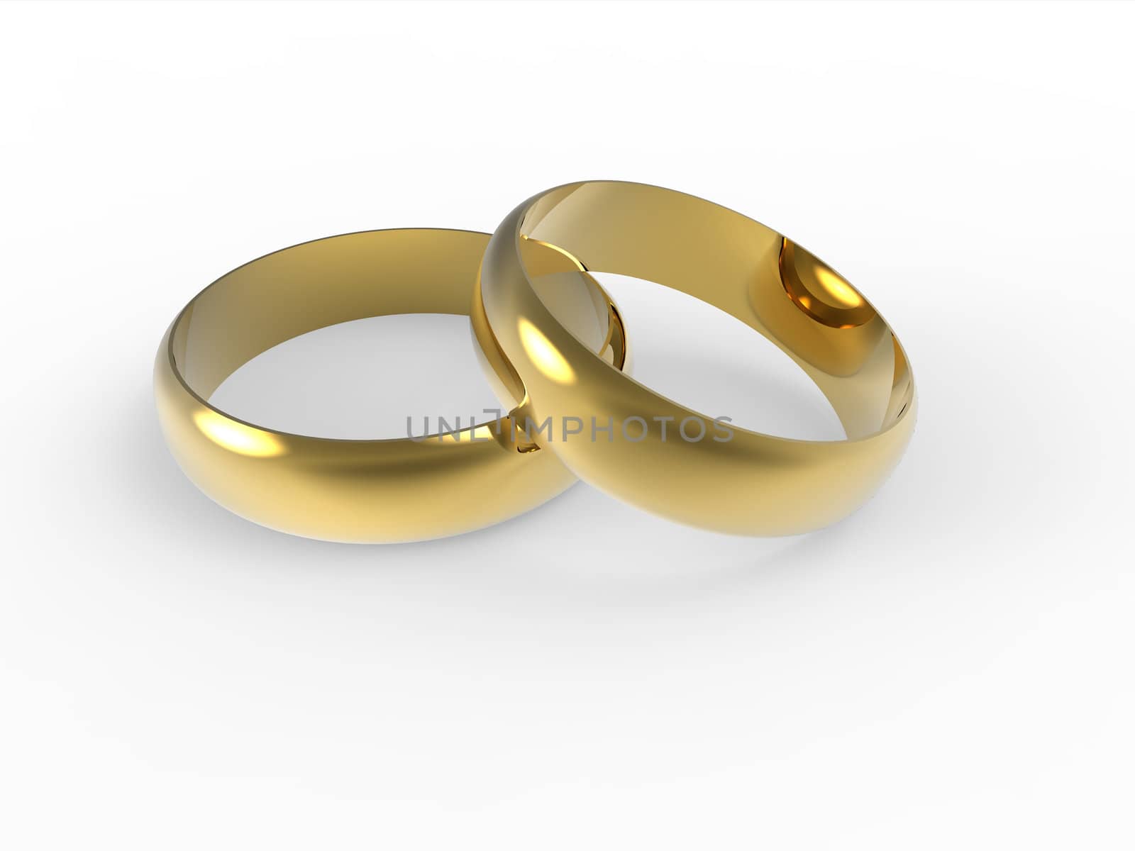 Golden and silver wedding rings isolated on white background