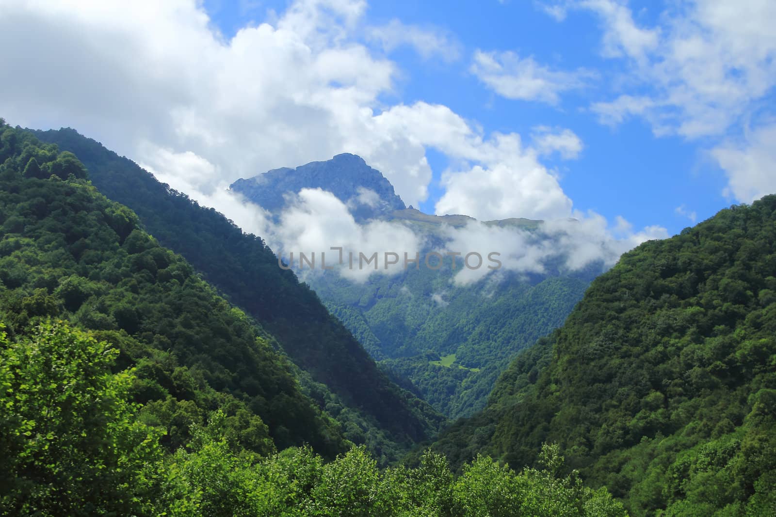 Image of beautiful landscape with Caucasus mountains