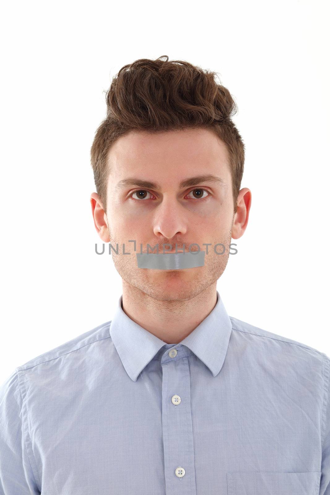 Portrait of young red hair man censored