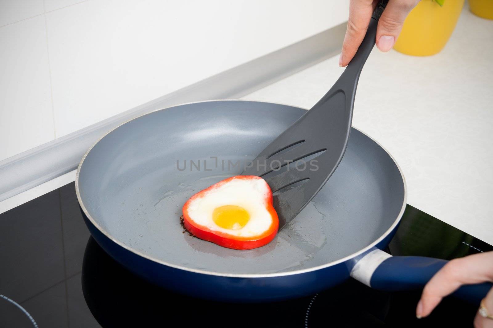 Fried egg in colorful pepper 