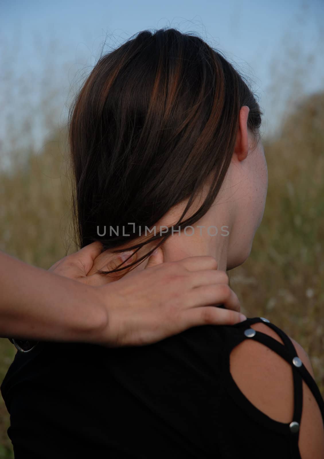 a young girl is tired and have a massage