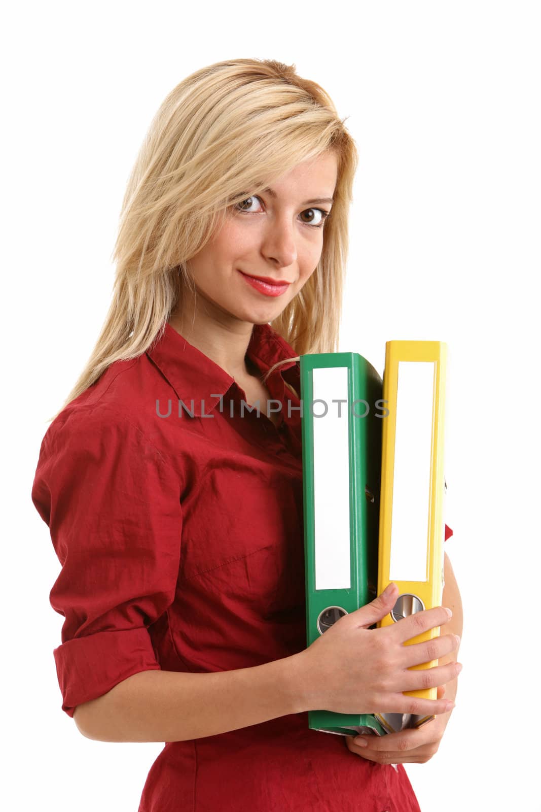 Blonde girl with folders by shamtor