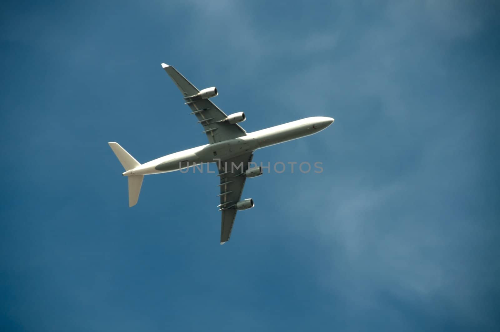 fly away with the plane in blue sky