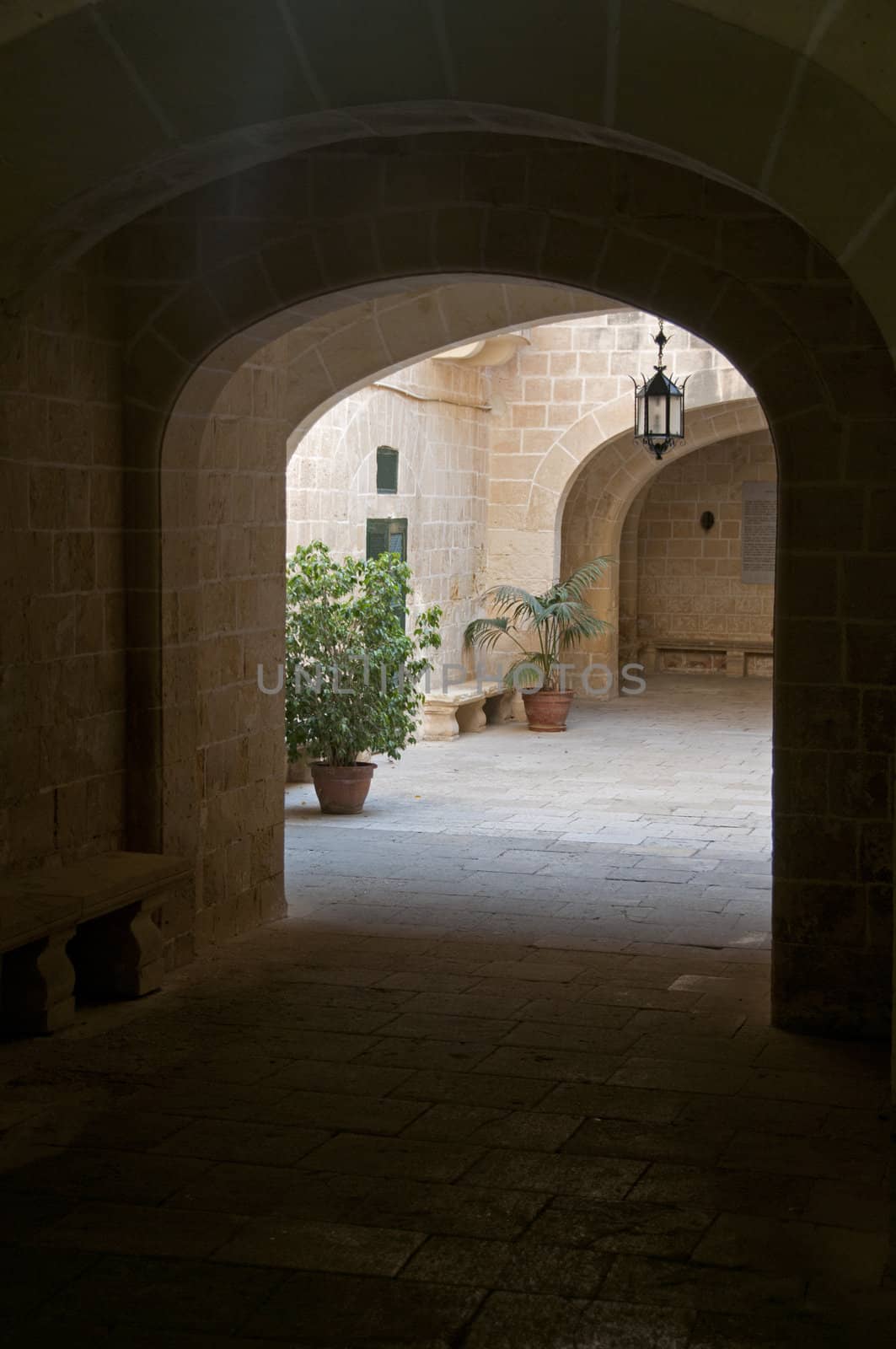 insite view trought bows from stones on Malta