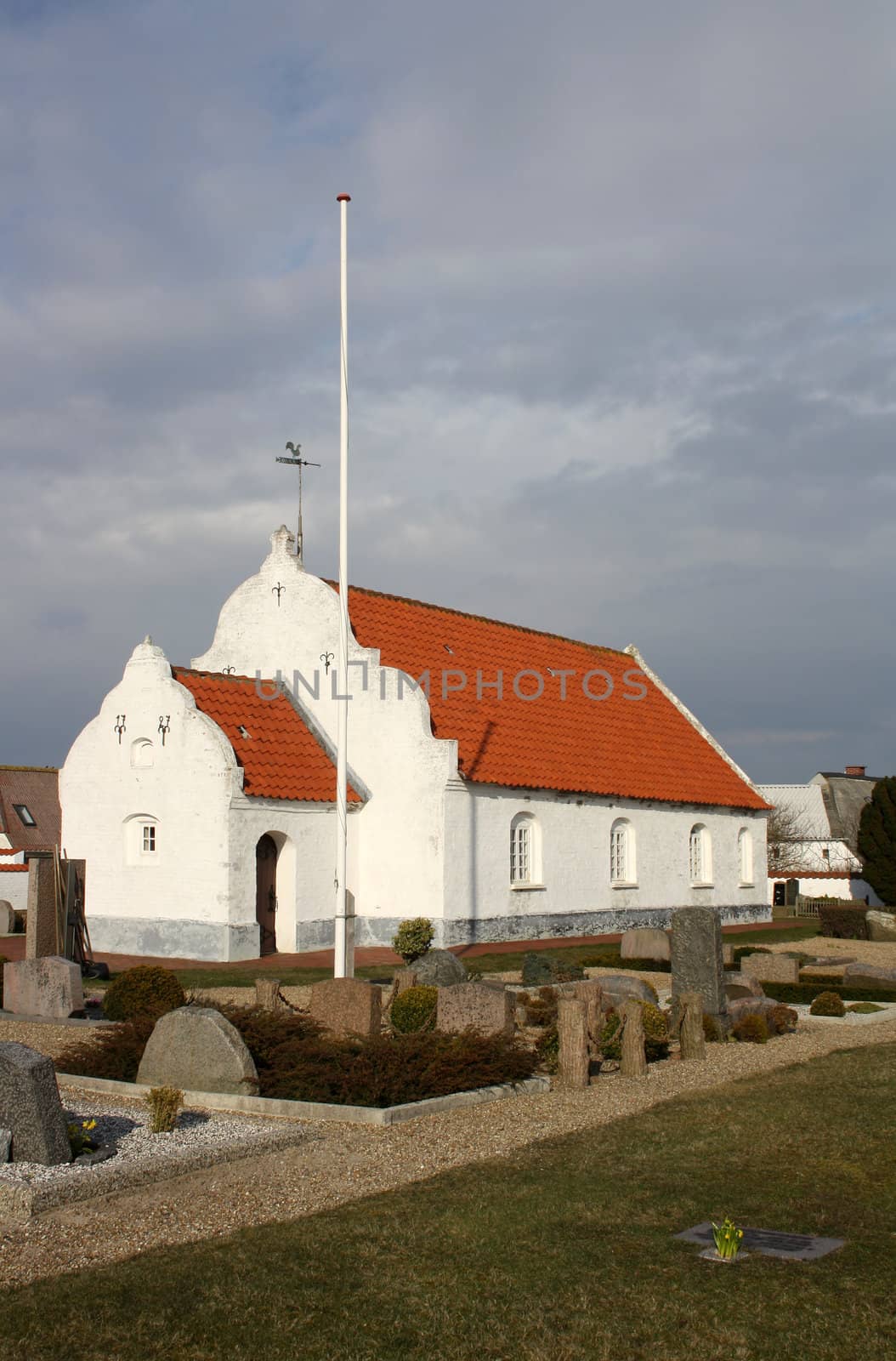 Old church on the Danish island Mandoe/Mandø in South Jutland, built in 1639 and altered in 1727. 3rd April 2010.